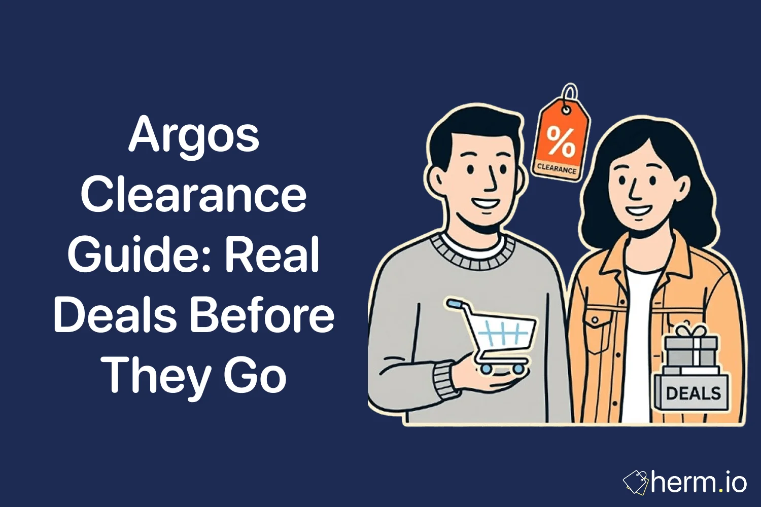 Shopper comparing Argos clearance prices on a phone beside homeware, toys and small appliances ready for a careful UK deal check.