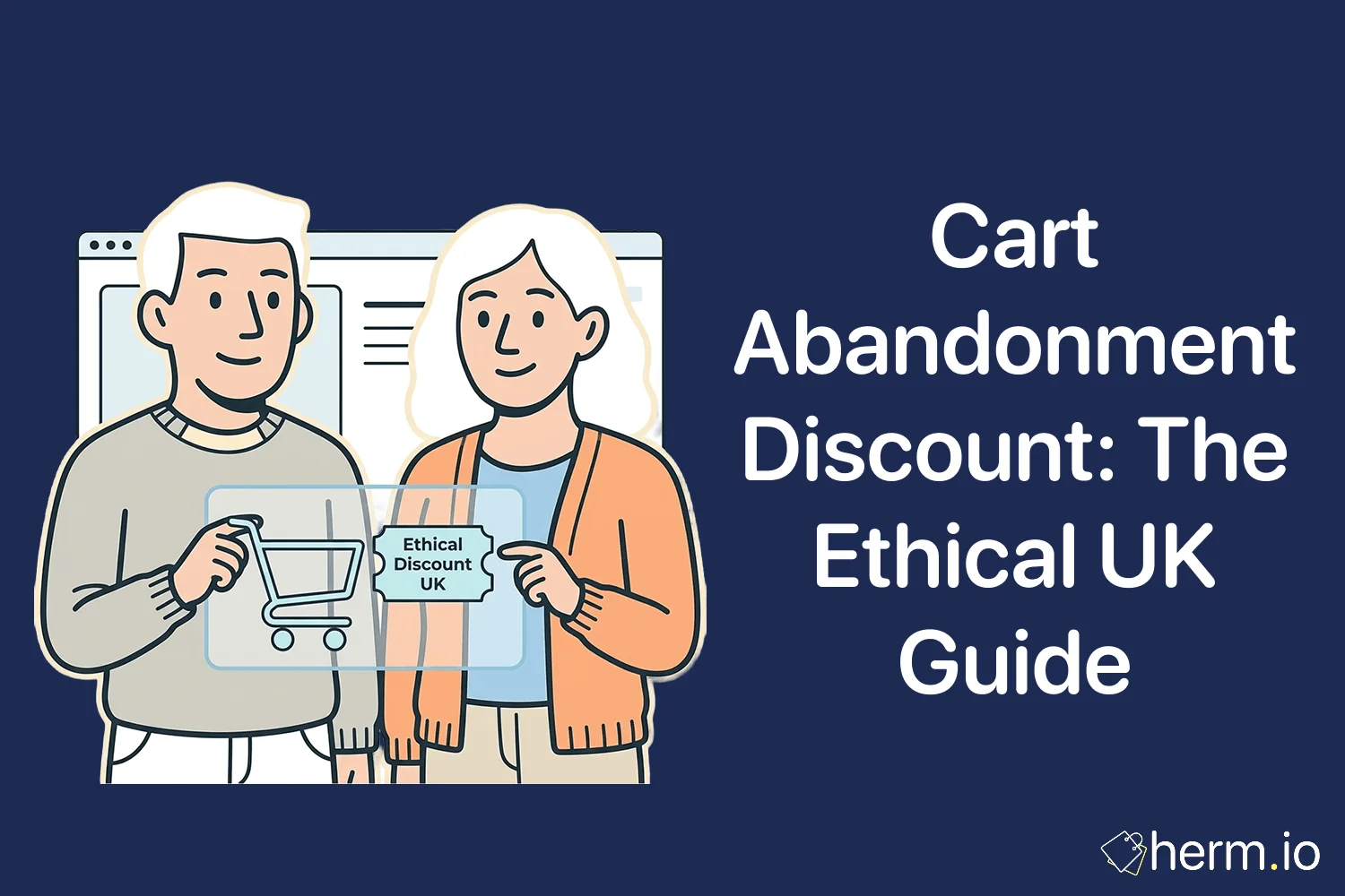 Laptop checkout screen with items left in a basket, an email discount code, and a price comparison checklist for ethical UK online shopping.