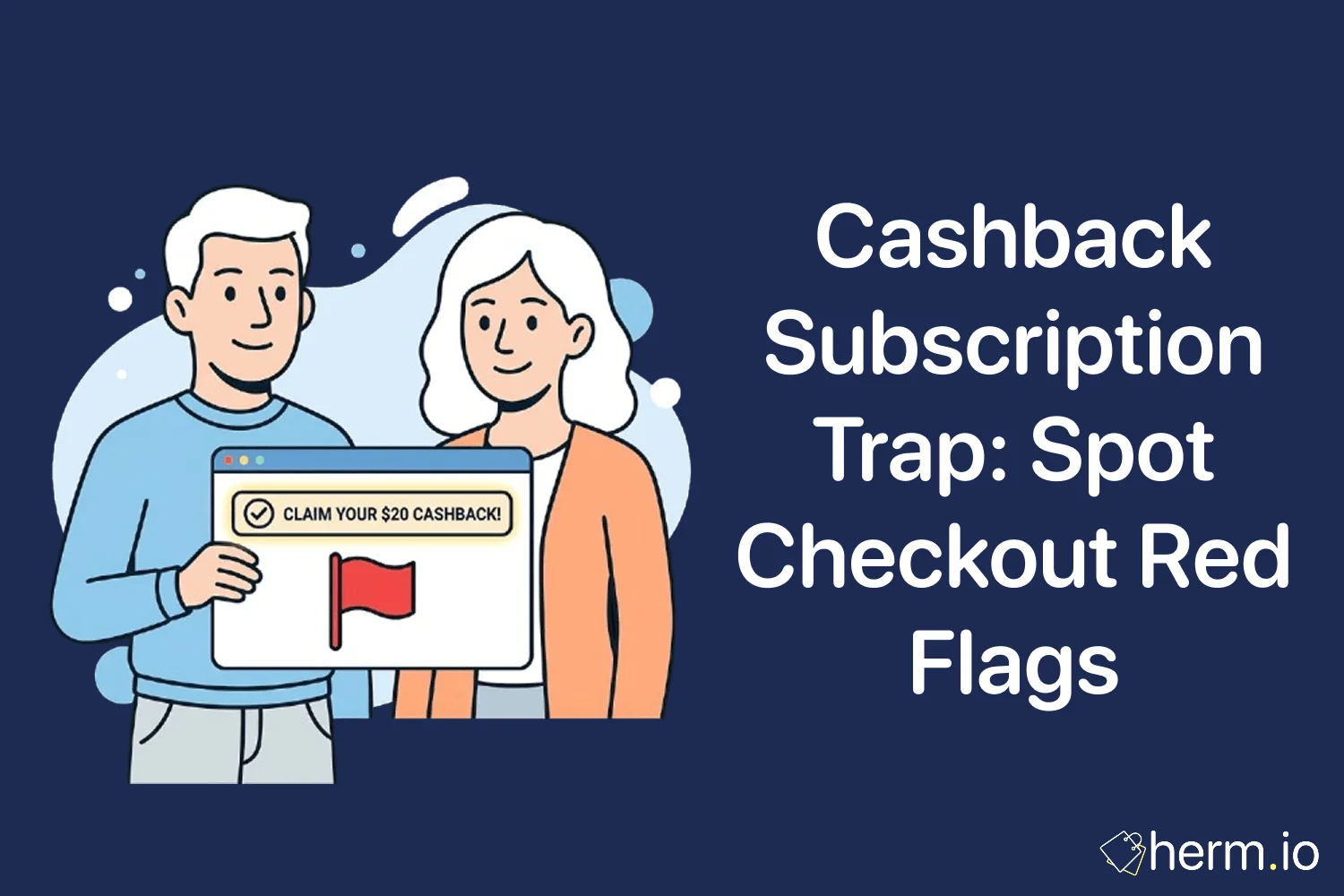 Shopper checking a laptop checkout page and phone banking app to spot cashback subscription traps and Complete Savings charges before paying.
