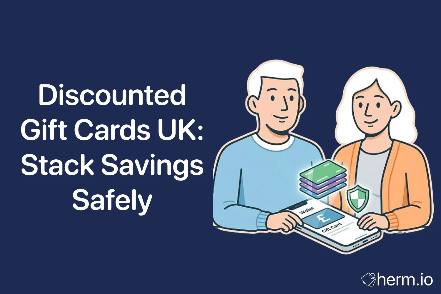Mobile checkout with a UK discounted gift card, cashback app and promo code notes arranged beside a weekly shopping list.