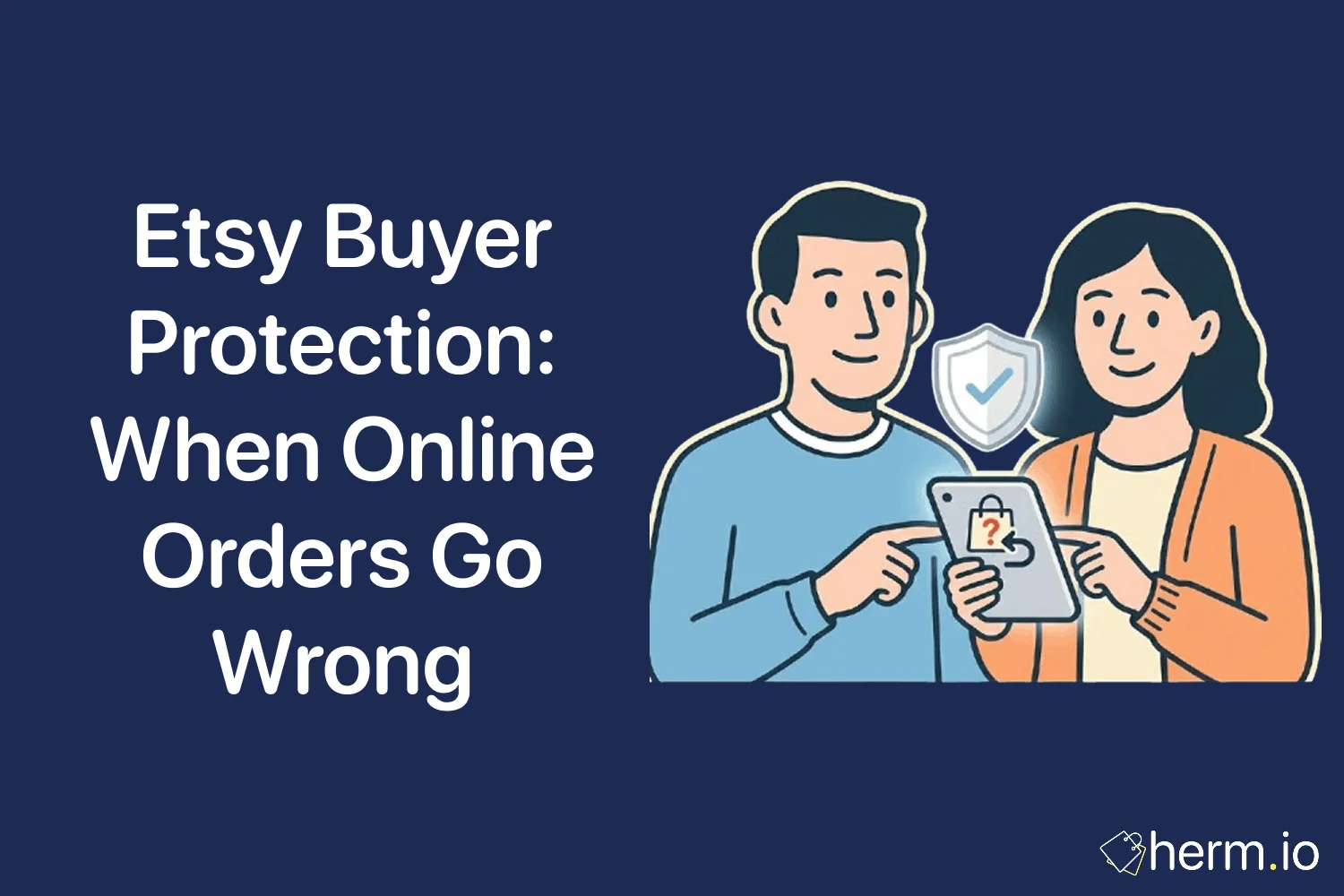 Laptop showing an Etsy order page beside a phone with courier tracking alerts, illustrating how UK shoppers can document problems and claim protection.