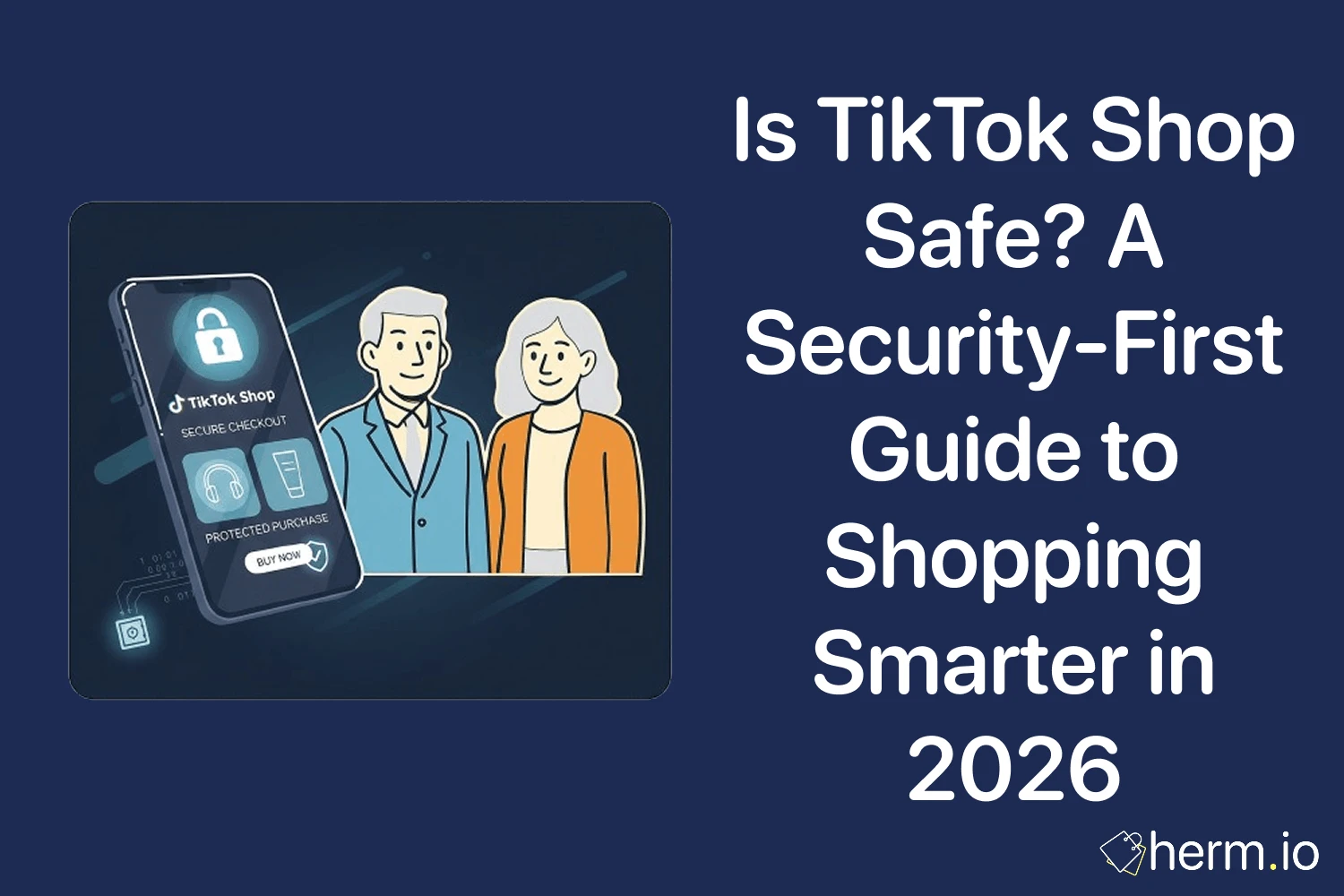 Is TikTok Shop safe in 2026 cover image with a phone showing secure checkout and a lock icon, focused on safer online shopping.