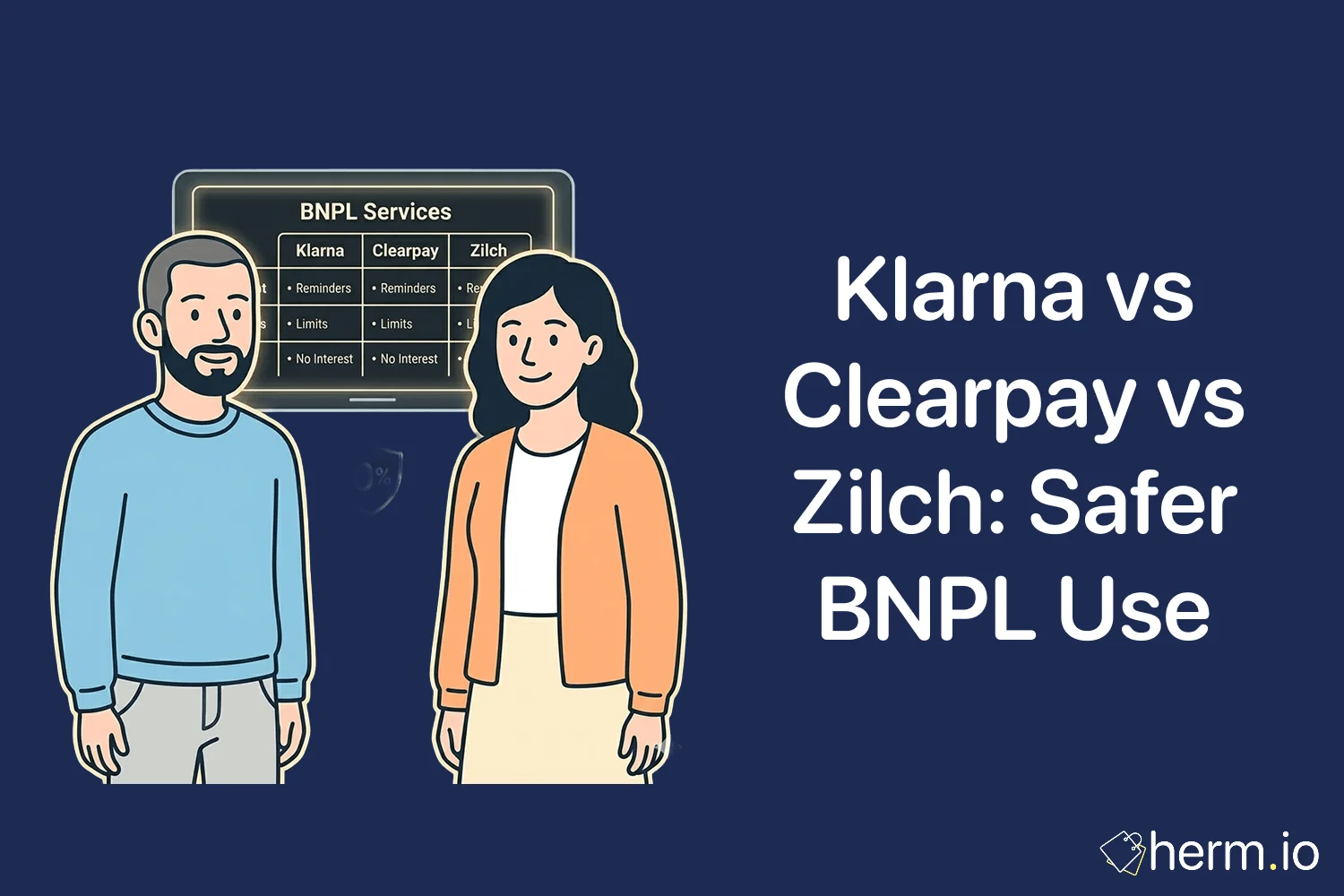 UK shopper comparing Klarna, Clearpay and Zilch payment options on a laptop before choosing a safer buy now pay later plan.