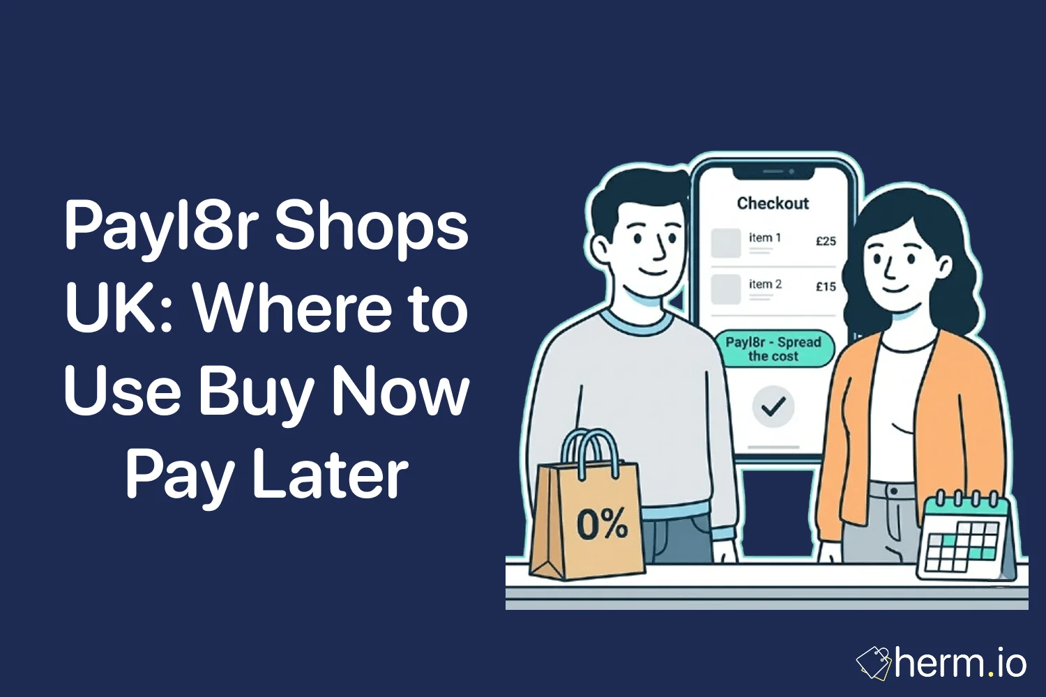 Shopper checking Payl8r buy now pay later options on a laptop, with UK retail categories and checkout safety reminders nearby.