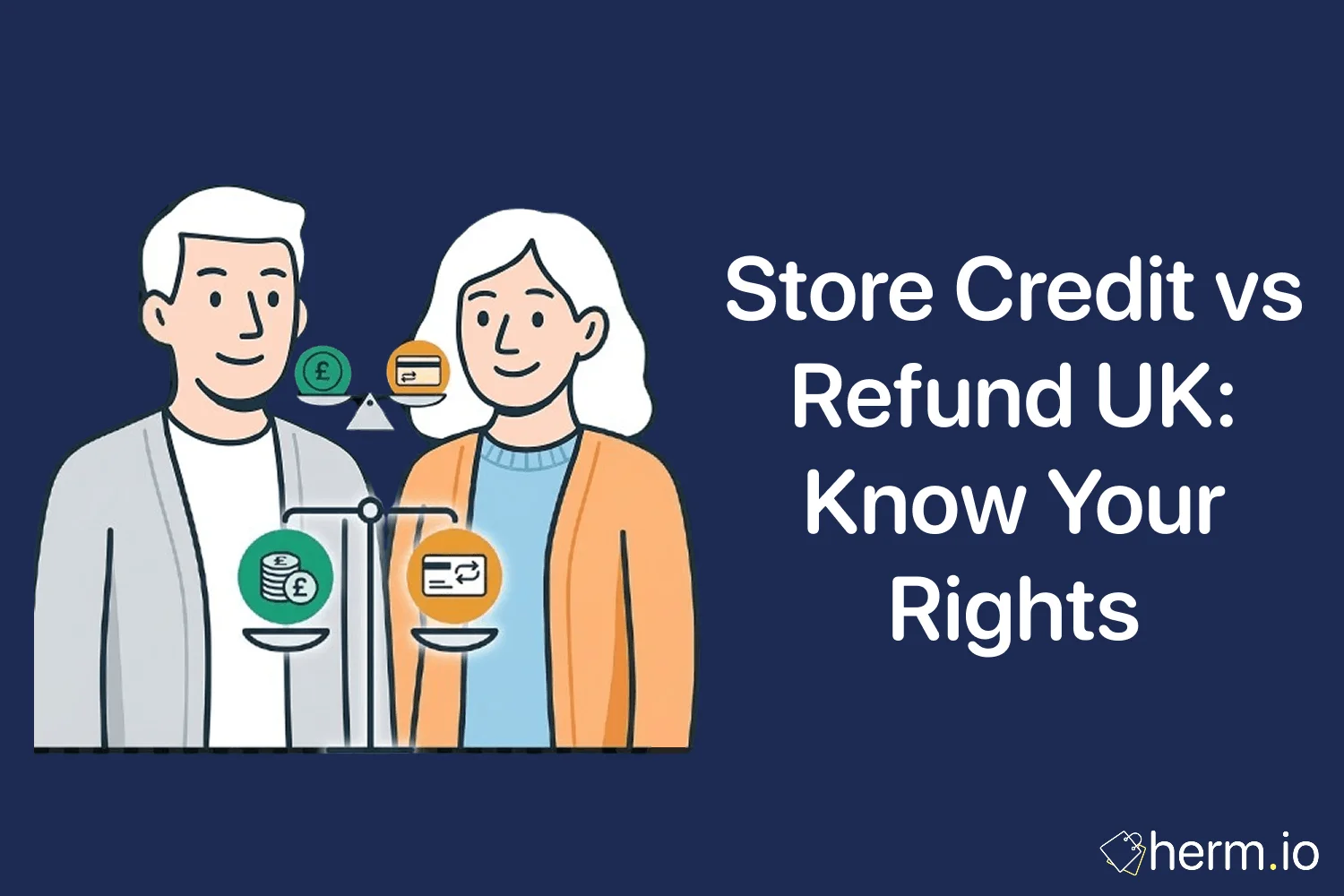 Shopper checking a return receipt beside a phone, comparing store credit, refund and credit note options for UK purchases.
