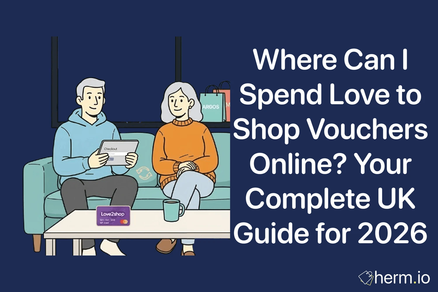 Where to spend Love2shop vouchers online in the UK cover image showing shoppers at checkout with a Love2shop card and online store icons.