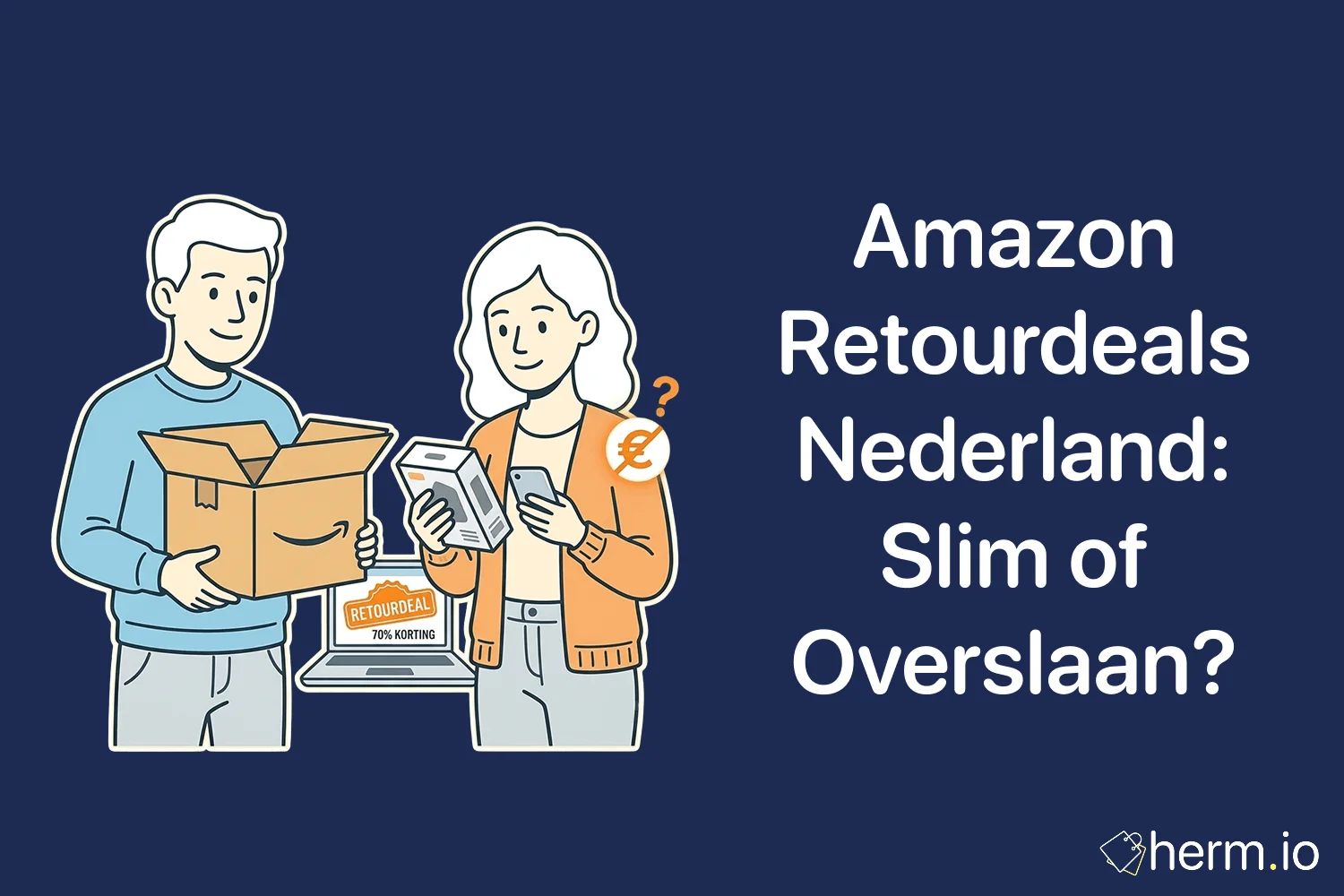 Geopend Amazon pakket met retourlabel en prijskaartje voor een praktische gids over retourdeals kopen in Nederland.