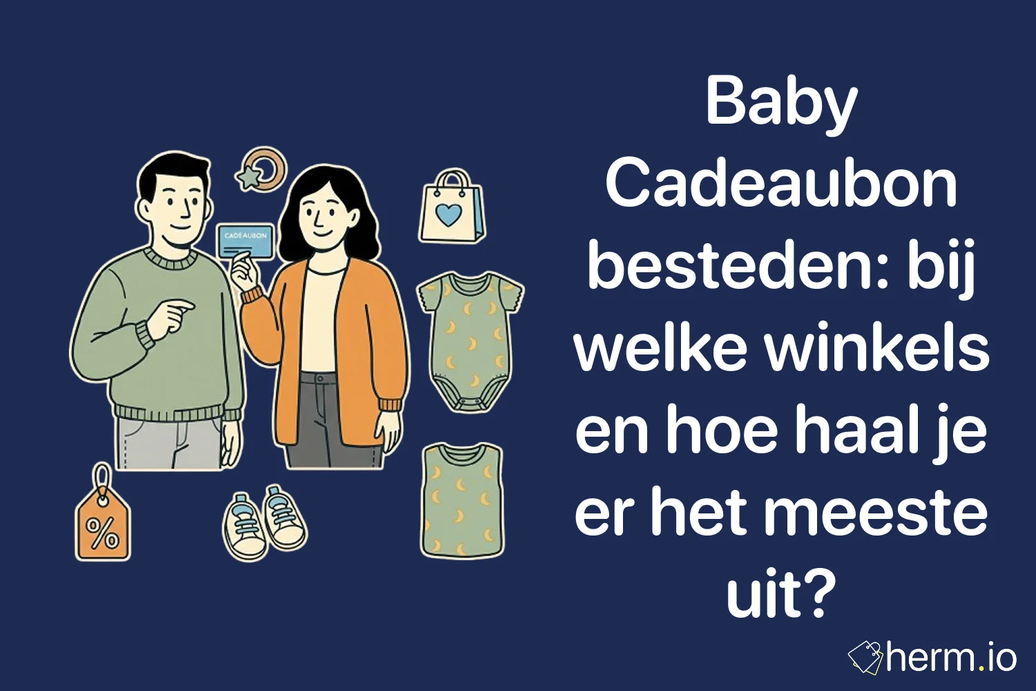Illustratie van babykleding en cadeaubon – bij welke winkels kun je een baby cadeaubon besteden en hoe haal je er het meeste voordeel uit.