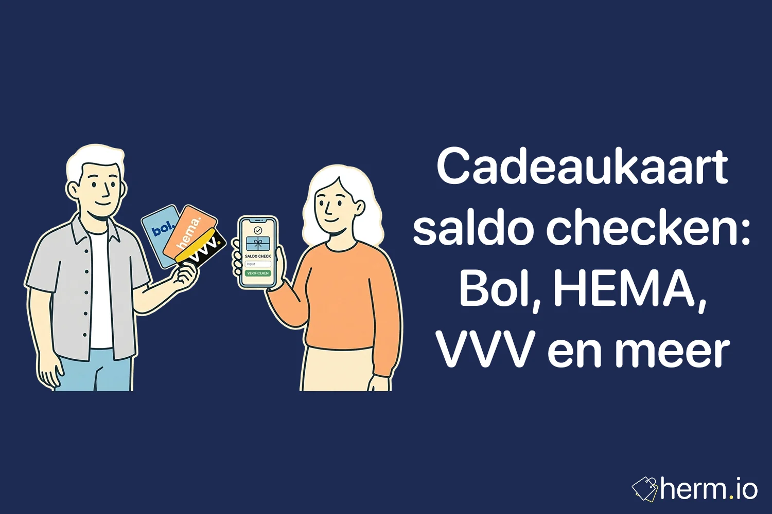 Nederlandse shopper controleert online het saldo van cadeaukaarten van Bol, HEMA, VVV en One4all voor het afrekenen.