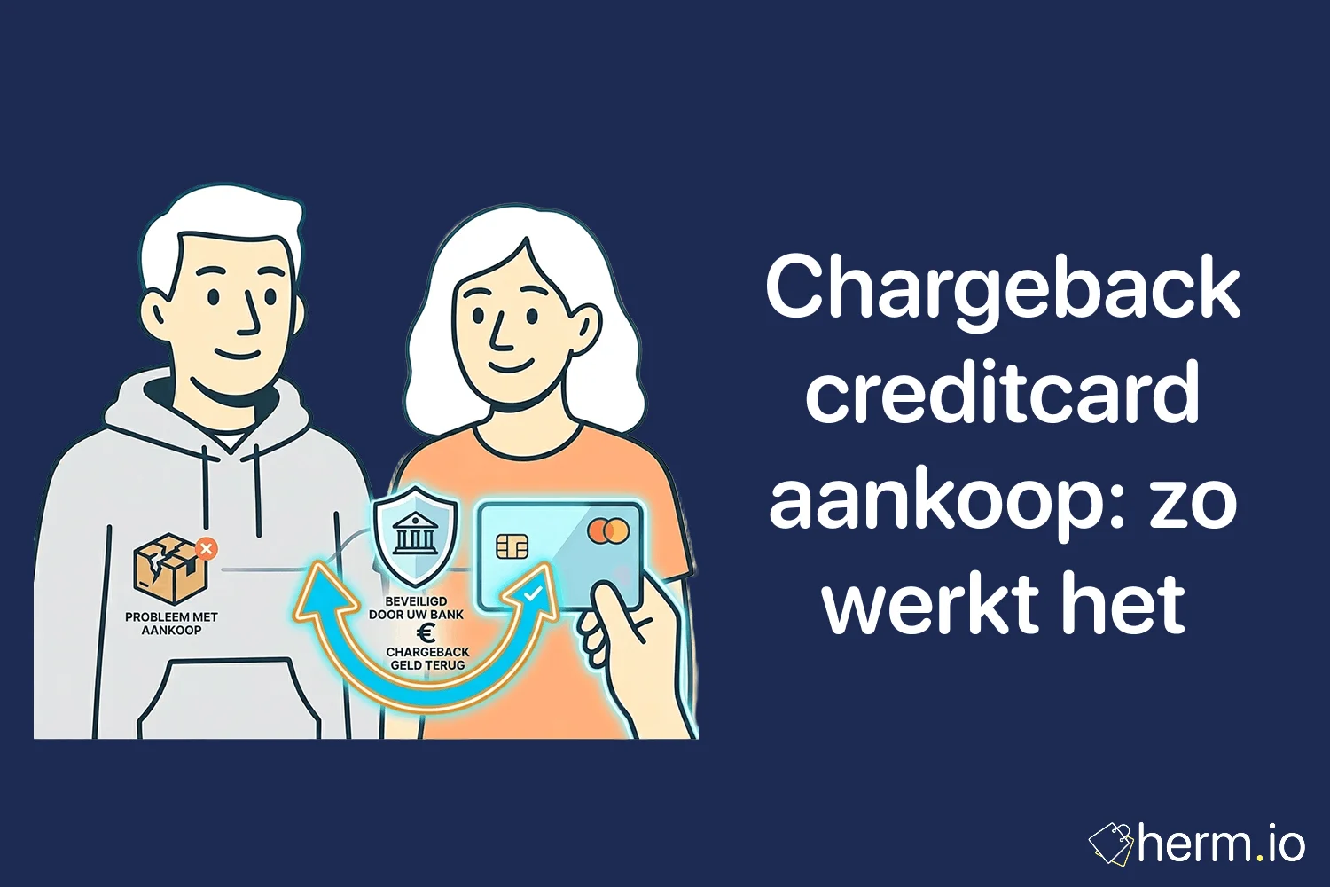 Nederlandse shopper bekijkt creditcardbetaling en webshopbestelling om een chargeback bij online aankoop aan te vragen.