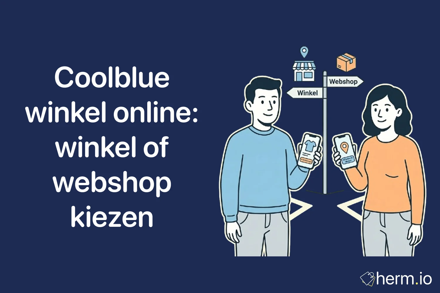 Consument vergelijkt Coolblue winkel en online webshop op laptop met winkelmandje, bezorgopties en prijsinformatie.