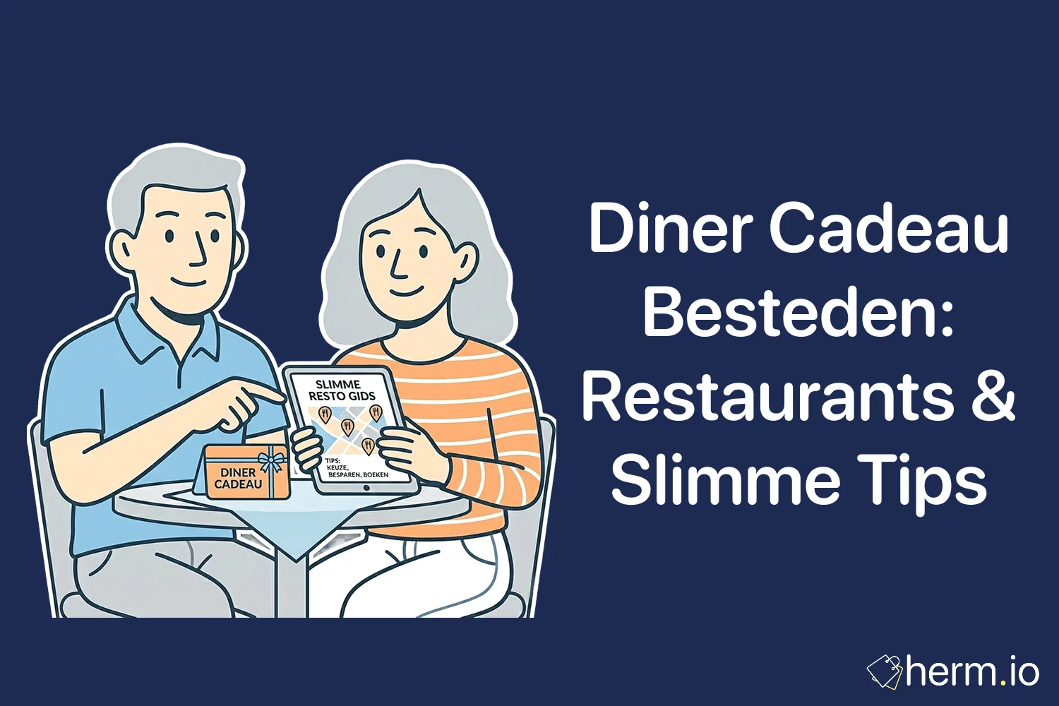 Nederlandse shopper controleert Diner Cadeau saldo en deelnemende restaurants voordat hij een tafel reserveert.