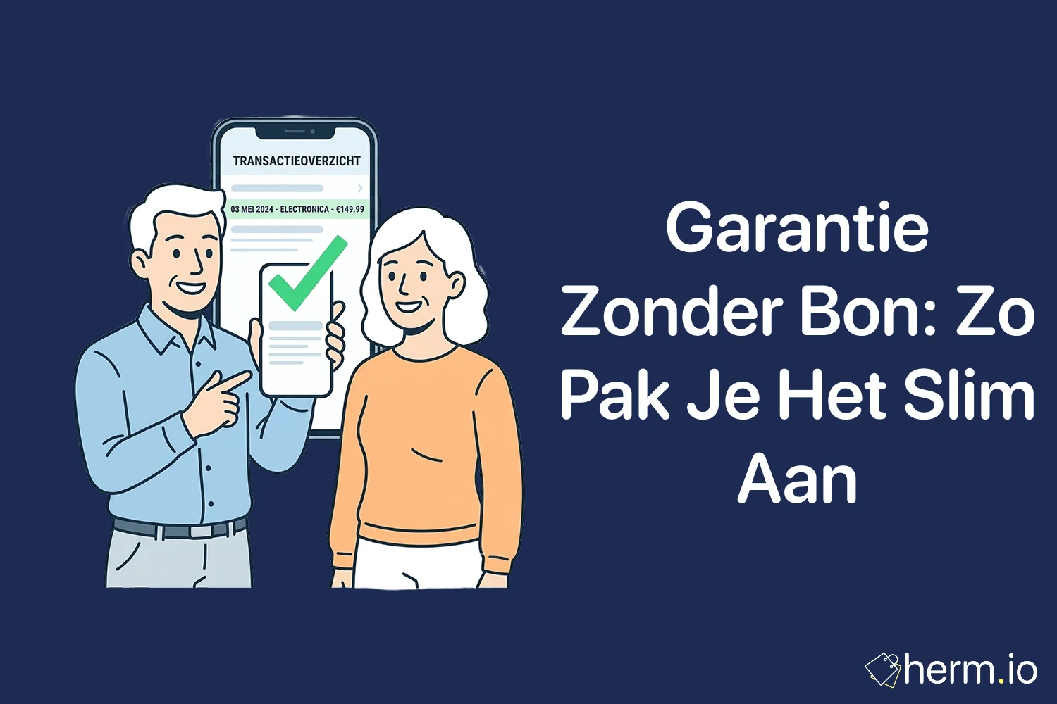 Consument zoekt aankoopbewijs in telefoon en bankapp om garantie zonder bon bij een Nederlandse winkel te claimen.