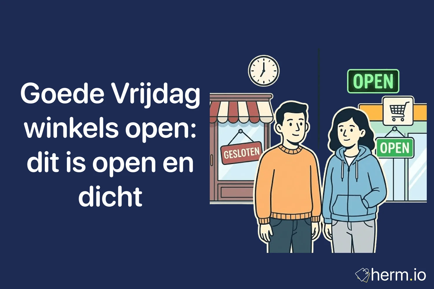 Consument checkt openingstijden op telefoon voor winkels en supermarkten rond Goede Vrijdag en het paasweekend in Nederland.