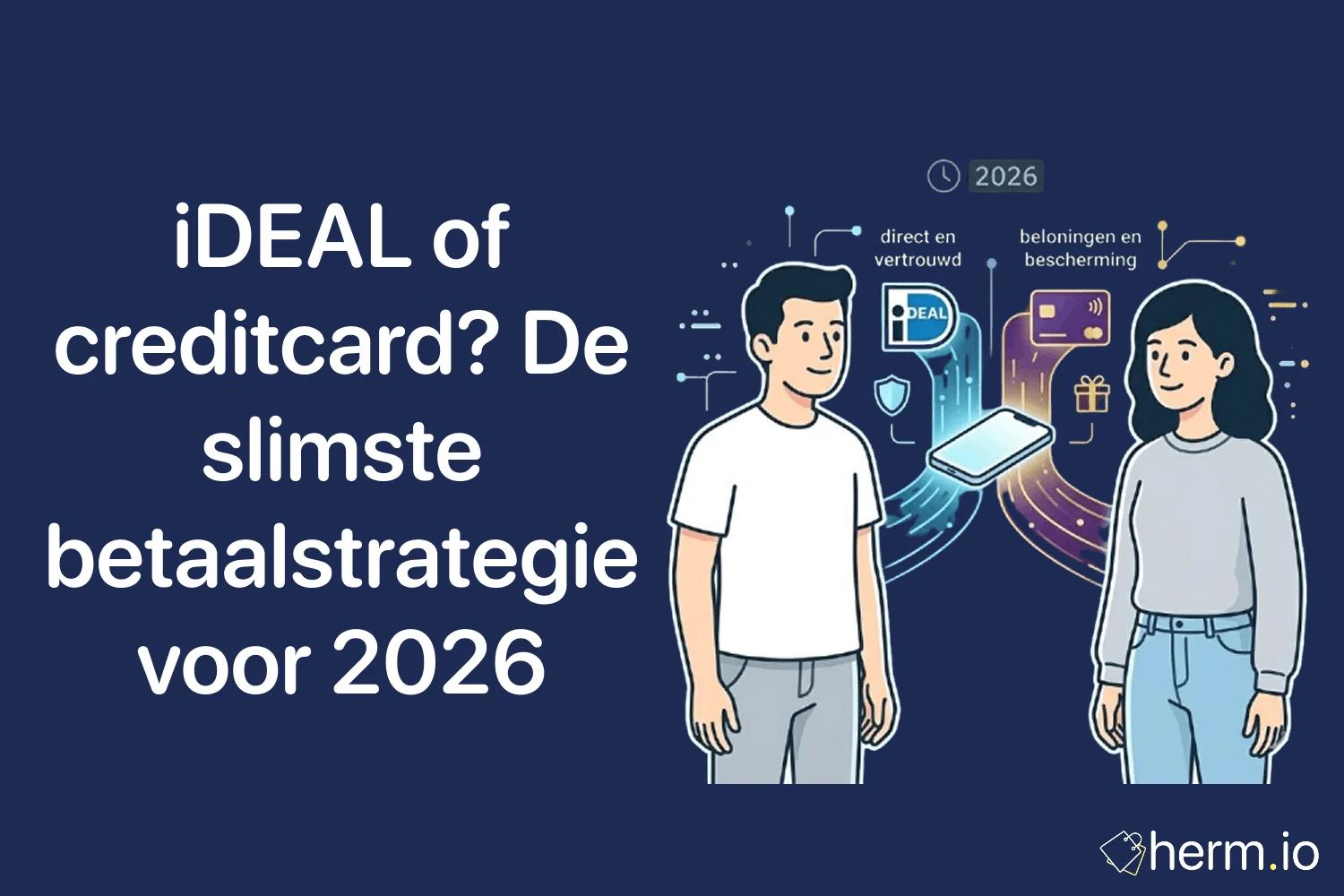 Een overzicht van verschillende betaalmethoden zoals iDEAL en creditcard op een smartphone scherm tijdens het afrekenen.
