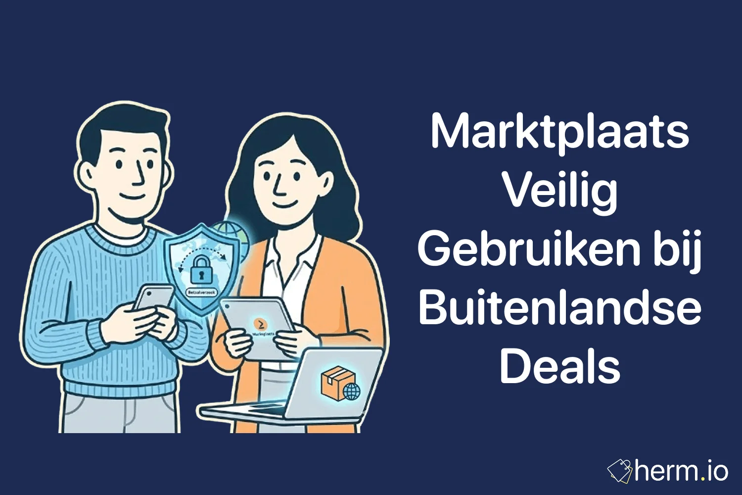 Consument controleert een tweedehands advertentie en buitenlandse webshop voor een veilige aankoop via Marktplaats.
