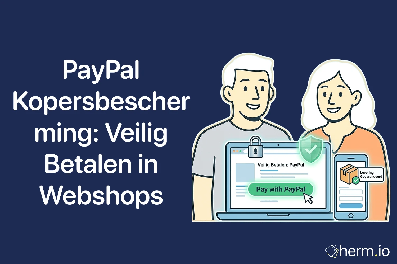 Nederlandse shopper betaalt veilig met PayPal in een webshop en controleert bescherming, retourkosten en betaalmethode.