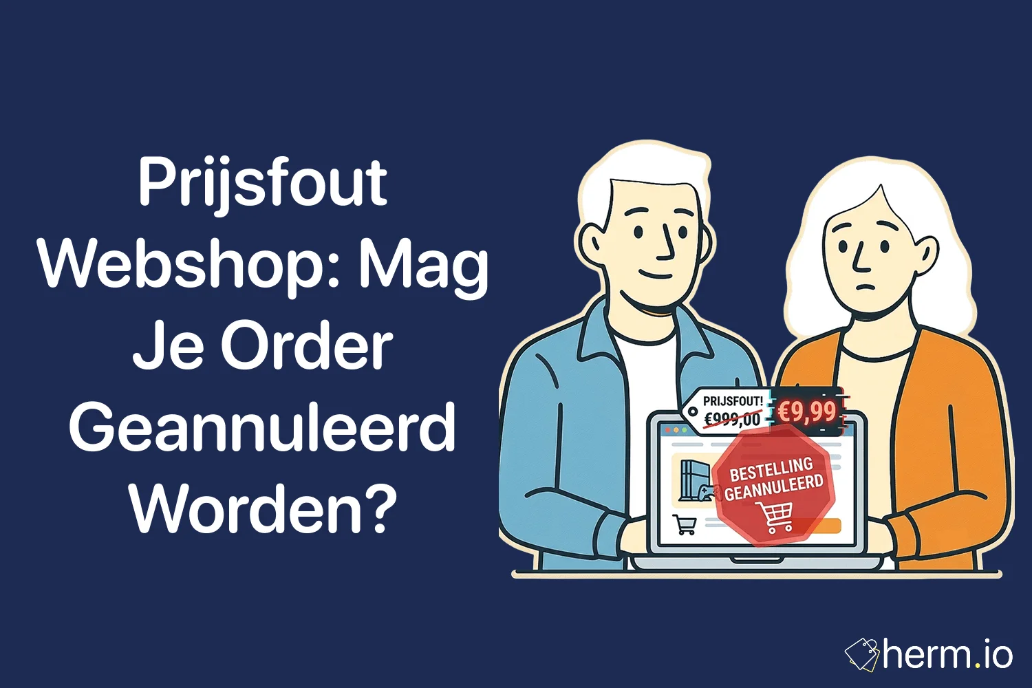 Online shopper kijkt naar een geannuleerde bestelling door een prijsfout in een Nederlandse webshop, met europrijzen en orderbevestiging in beeld.
