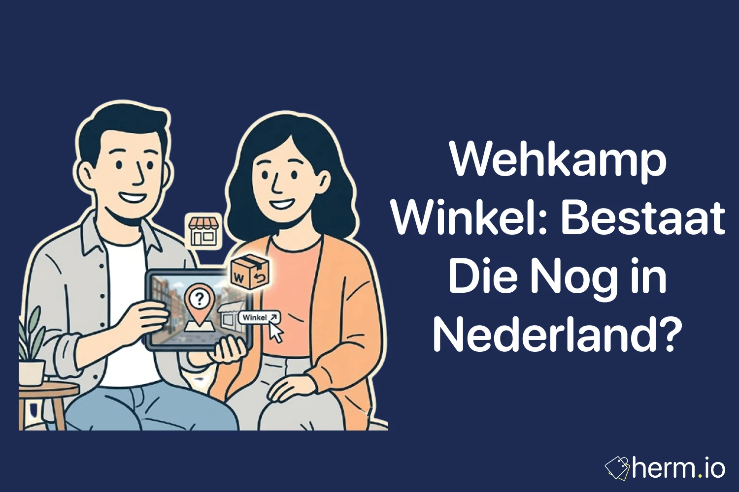 Nederlandse consument bekijkt Wehkamp op laptop met pakket naast zich, als uitleg over webshop, afhalen en retourneren.