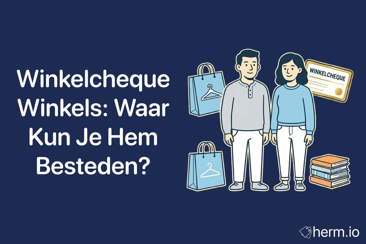 Overzicht van cadeaukaart, laptop en winkelmandje met Nederlandse webshops waar je een Winkelcheque kunt besteden.