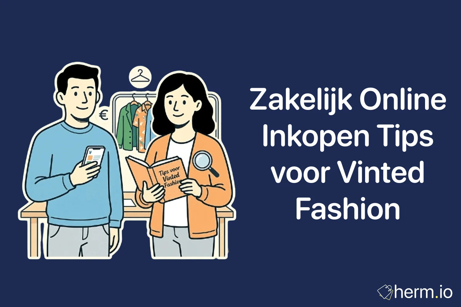 Vinted kleding, meetlint en laptop op tafel als praktische gids voor slim tweedehands fashion inkopen zonder miskopen.