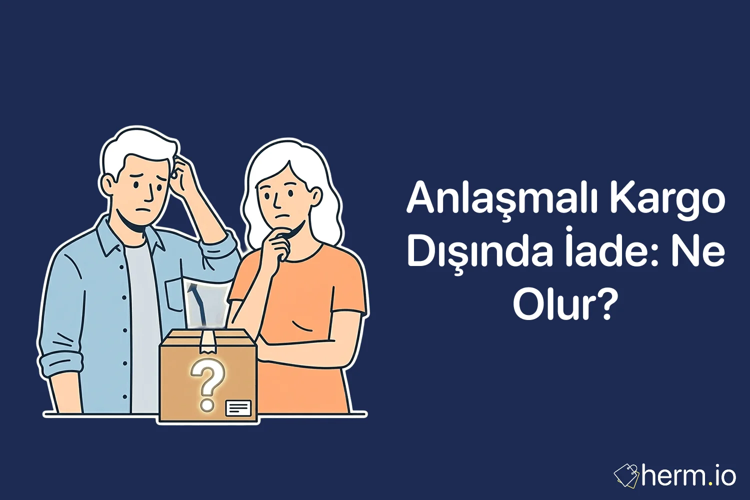 Online alışveriş iadesinde kargo fişi, iade kodu ve anlaşmalı kargo seçimini gösteren Türkçe tüketici rehberi görseli.