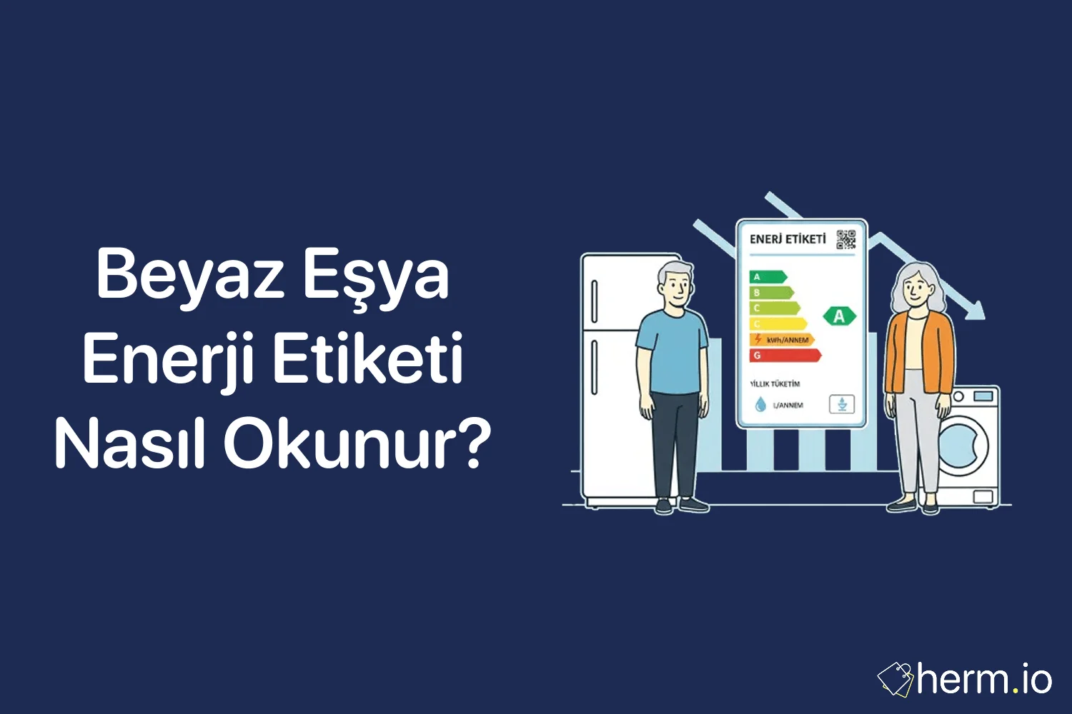 Beyaz eşya enerji etiketi nasıl okunur, A’dan G’ye enerji sınıfı ve tüketim bilgisi rehberi görseli