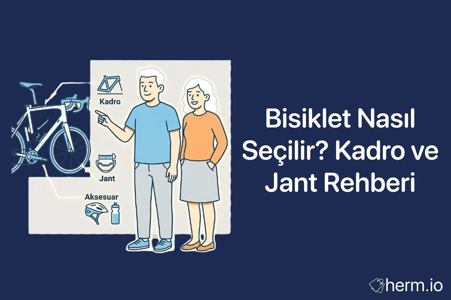 Şehirde ve aile alışverişinde doğru bisiklet seçimini anlatan, kadro boyu ve jant ölçüsü temalı rehber görseli.