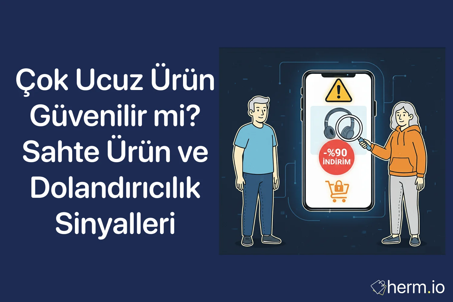 Çok ucuz ürün güvenilir mi, sahte ürün ve dolandırıcılık sinyallerini gösteren uyarı rehberi görseli