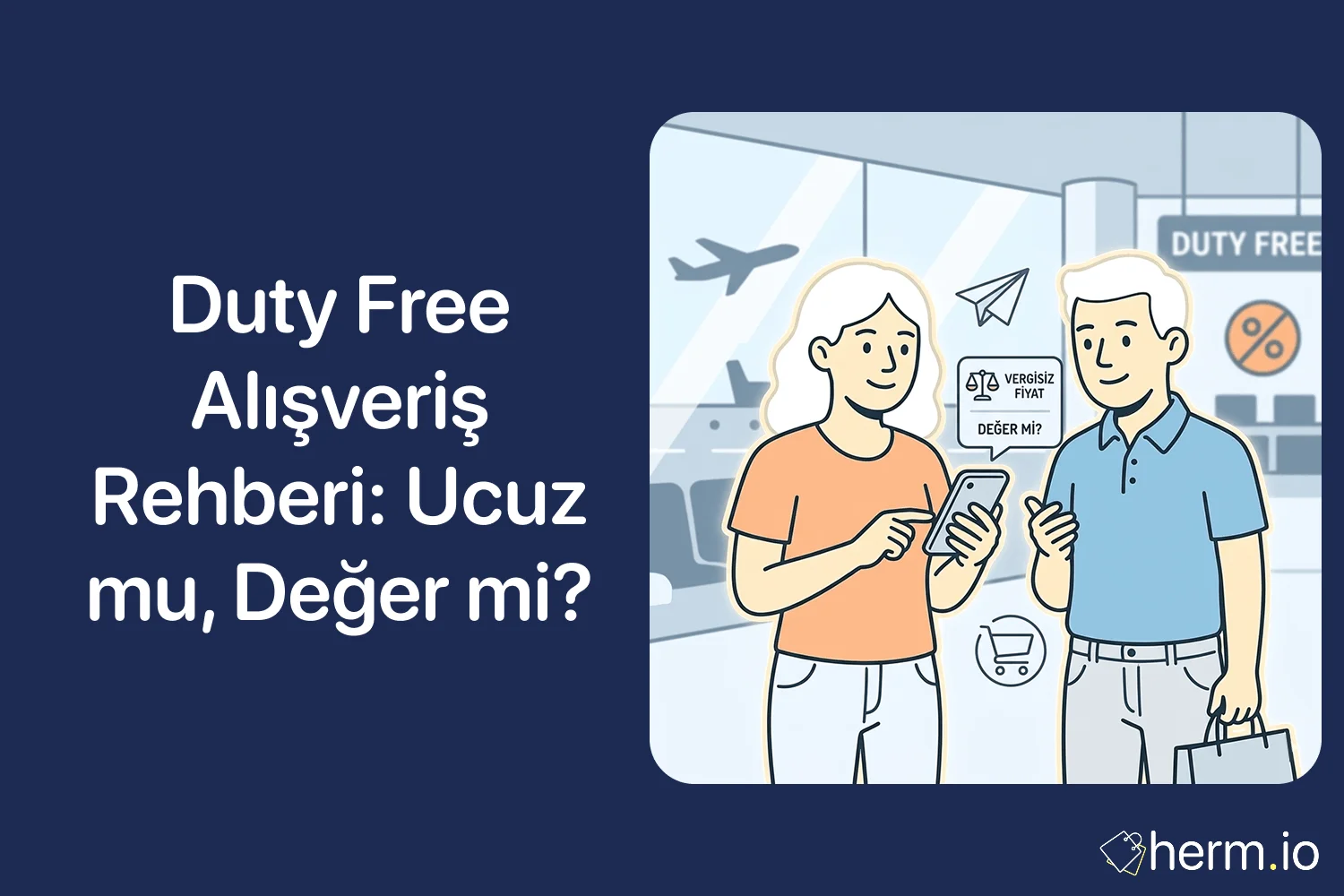 Havalimanı duty free mağazasında parfüm, çikolata ve bavul görselleriyle akıllı yurt dışı alışveriş rehberi.