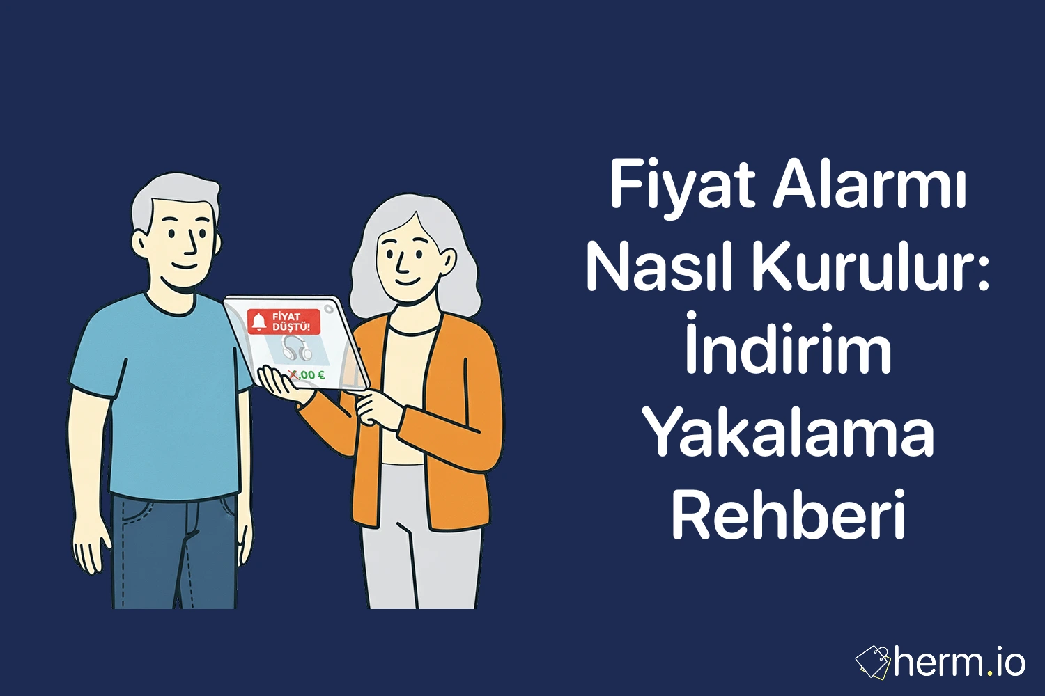 Fiyat alarmı nasıl kurulur kapak görseli: tablet ekranda fiyat düştü bildirimi ile indirim yakalama rehberi