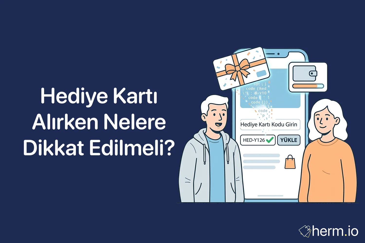 Hediye kartı alırken son kullanma tarihi, bakiye kontrolü, iade koşulları ve güvenli alışveriş noktalarını gösteren rehber görseli.