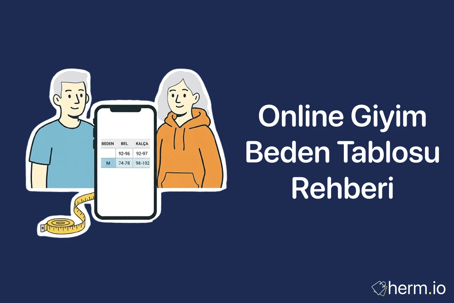 Online alışverişte beden tablosu ölçülerini telefonda inceleyen çift – online giyim beden tablosu rehberi