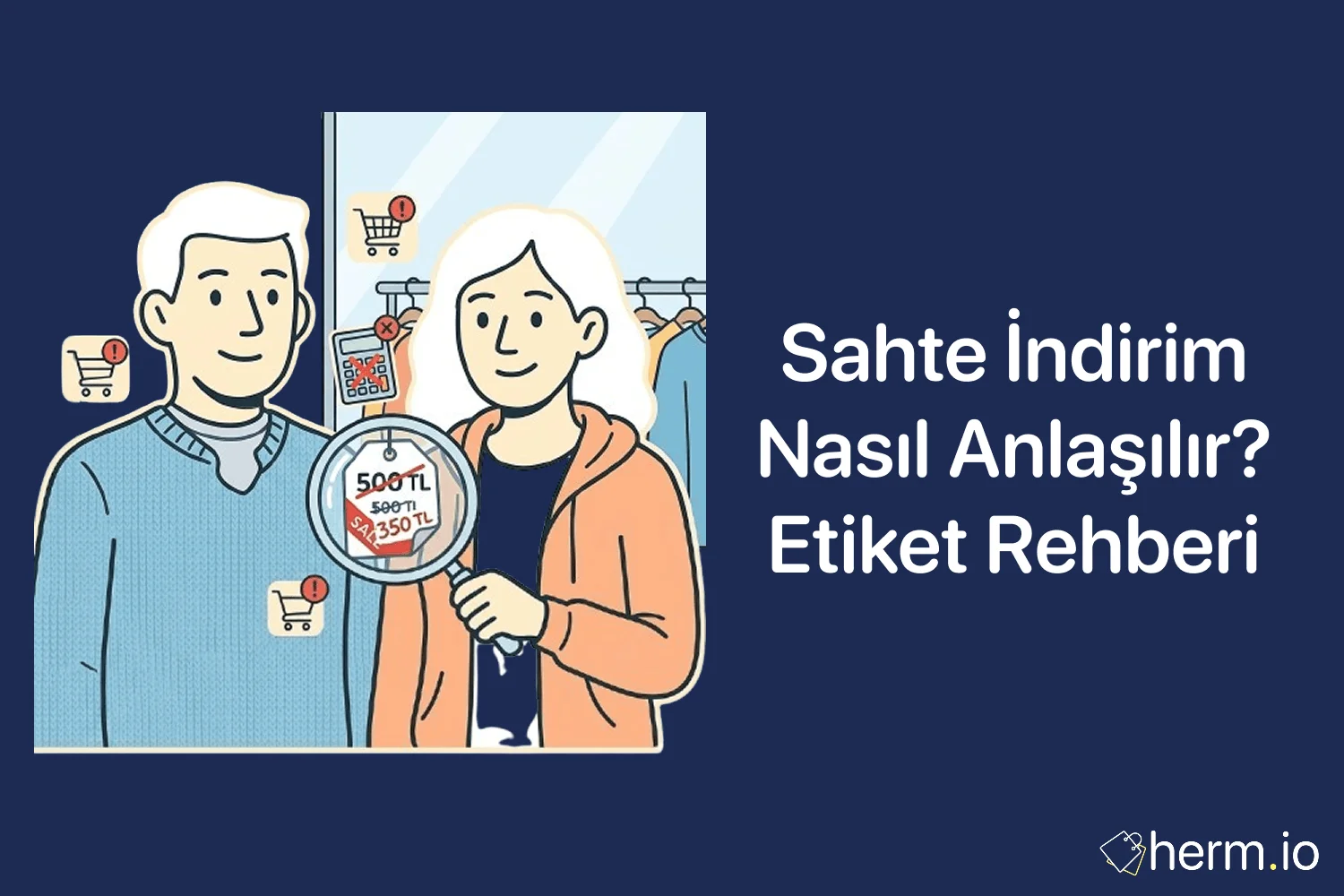 Telefon ekranında indirim etiketi, fiyat geçmişi grafiği ve sepet toplamı karşılaştırmasıyla sahte indirim kontrolü.