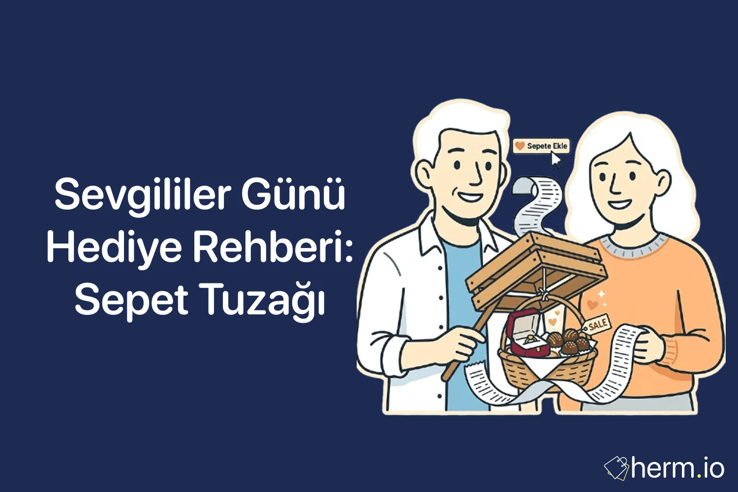 Sevgililer Günü hediyesi seçerken online sepette bütçe, teslimat ve kişisel not kontrolünü anlatan alışveriş rehberi görseli.