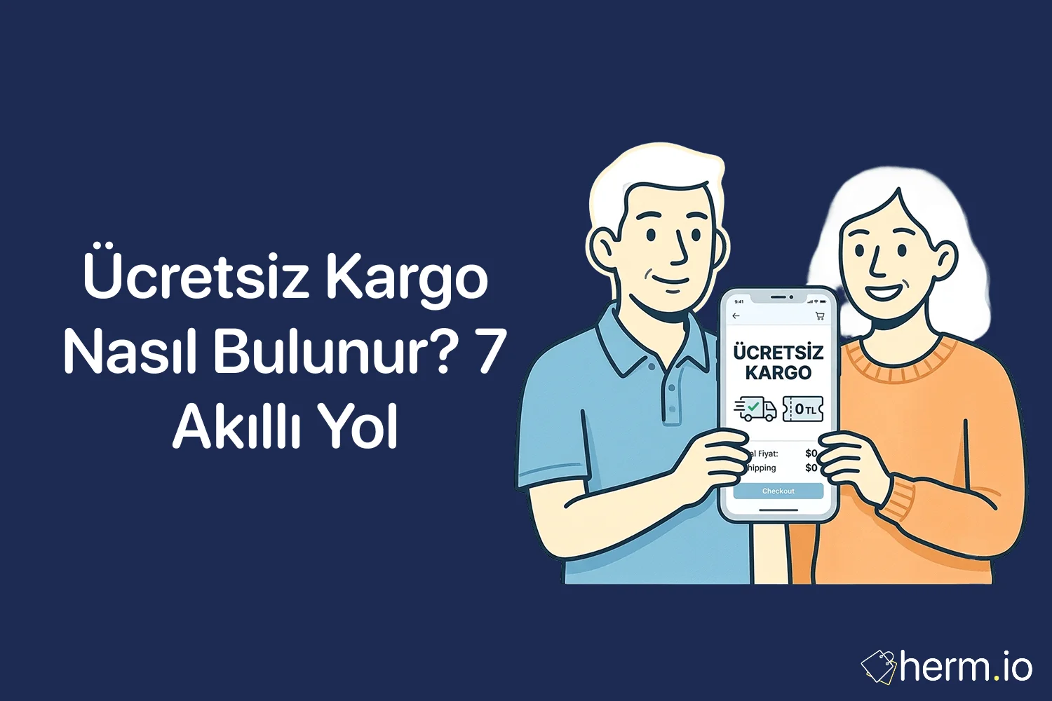 Online alışveriş sepetinde ücretsiz kargo, minimum sepet tutarı, kupon ve iade riskini gösteren alışveriş rehberi görseli.